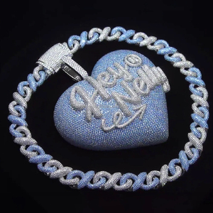 Collar de Oro con Cadena Cubana y Diamantes, Engaste de Bisel, Certificado IGI, Calidad EF, Corazón, Unisex, Estilo Hip Hop, Moderno, para Compromiso - Product Image 6
