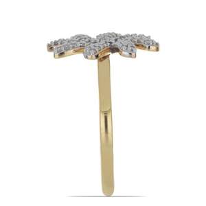 Bague en or massif 14 carats sertie de diamants blancs cultivés en laboratoire, faite à la main, bijoux en gros, bague pour femme, design floral unique, cadeau pour elle - Product Image 3