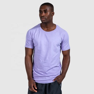 Camiseta de Algodón Morado Sólido de la Mejor Calidad para Hombre, Corte Regular, Cuello Redondo, Manga Corta, Informal, Tejido de Punto, Transpirable, Lisa - Product Image 1