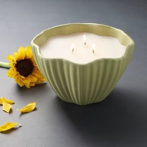 Bougie en céramique de luxe à double mèche, grand bol finition mate avec couvercle, réutilisable, élégante décoration d'intérieur, longue durée de combustion - Product Image 5