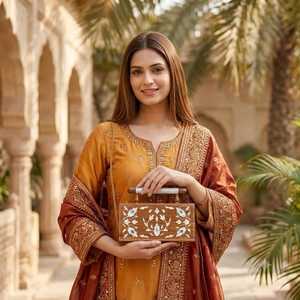 Pochette en bois contemporaine haut de gamme avec incrustation de nacre et détails élégants en nacre pour mariages modernes, festivals et soirées - Product Image 6
