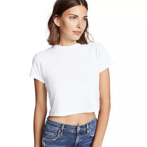 T-shirts en polaire légers pour femmes, coupe classique, manches courtes, crop tops, impression de logo personnalisée, respirant, séchage rapide, entraînement, yoga - Product Image 5