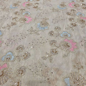 Tela de Viscosa Tejida Khushi Premium, Transpirable, Ecológica, de Secado Rápido, con Estampado Cosmos y Bordado, para Ropa y Decoración del Hogar - Product Image 1