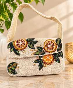 กระเป๋าสะพายไหล่สไตล์โบฮีเมียนประดับลูกปัดสีส้มลายส้ม  กระเป๋าถือประดับลูกปัดสีงาช้าง  เป็นมิตรกับสิ่งแวดล้อม น้ำหนักเบา เหมาะสำหรับใช้ในชีวิตประจำวัน ฤดูร้อน  กระเป๋าสะพายข้างที่โดดเด่น - Product Image 4