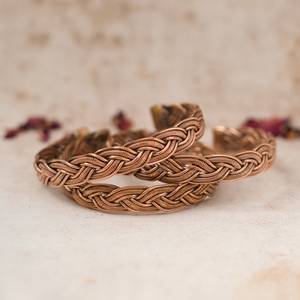 BRAIDED Healing <b>Copper</b> Bracelet | Handmade in Nepal | Pure Solid <b>Copper</b> Cuff <b>Bangle</b> - Product Image 2