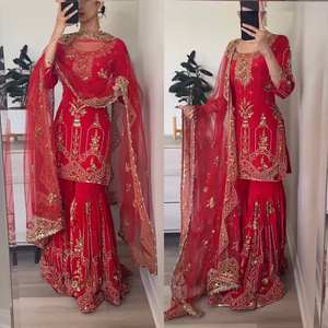 Nouveau haut de soirée de créateur, UC-1204 Sharara Plazzo et Dupatta - Product Image 1