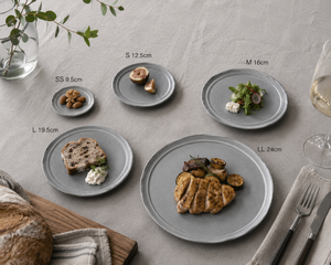Assiettes de table japonaises en céramique Rikizo Beignet 9,5 cm 24 cm Gris Blanc Grès surglacé Lavable au lave-vaisselle Vaisselle Assiettes de service - Product Image 5