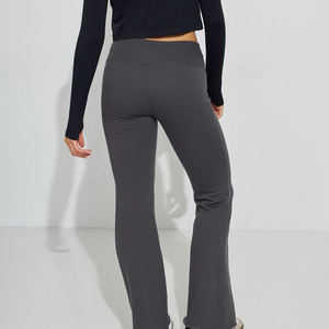 Pantalon de jogging évasé pour femme 100 % coton respirant, doux, ample, coupe droite large, en promotion - Product Image 2