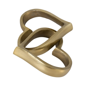 Sculpture nordique en métal doré antique à maillons de chaîne, objet décoratif minimaliste multi-anneaux pour table basse, étagère et décoration de bibliothèque - Product Image 6