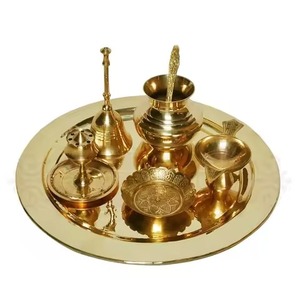 Festive Brass Pooja Thali Traditional Design Elegant Style <b>Mandir</b> Decor Plate - Product Image 6