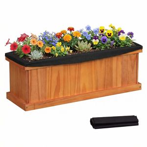 Fioriera da Giardino 71x24x25 cm con Fondo Staccabile, Rivestimento Protettivo in Pino per Erbe, Fiori e Verdure - Product Image 1