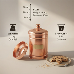 Pure Copper <b>Kitchen</b> <b>Storage</b> Canister Set with Airtight Lid, Copper <b>Storage</b> <b>Jar</b> <b>for</b> Salt Sugar Tea Coffee Spices, Handmade Food - Product Image 5