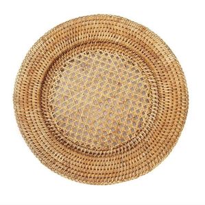 Handmade Rattan Plate Vietnam Rustic <b>Round</b> Charger Serving Tray Natural Woven Dining <b>Table</b> Decor Kitchenware Craft 33Cm Size - Product Image 3