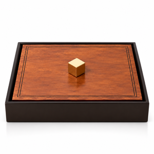 Caja de Madera Cuadrada para Chocolates con Tapa Decorativa y Perilla Dorada en Forma de Cubo para Eventos, Bodas y Regalos Premium, Tamaños y Colores Personalizables - Product Image 1