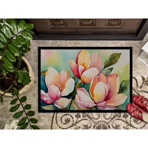 Mississippi Magnolia Watercolor Doormat Non-Slip Indoor <b>Outdoor</b> Entryway Rug Low Pile 24H X 36W Washable Front Door <b>Mat</b> - Product Image 3