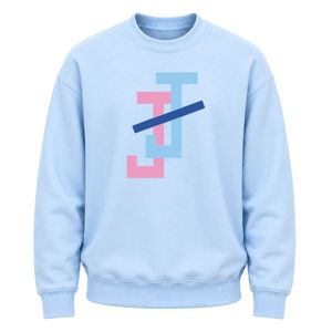 เสื้อสเวตเชิ้ตคอกลมสีฟ้าอ่อนพร้อมโลโก้กราฟิก เสื้อพูลโอเวอร์ลำลองสำหรับผู้ชายและผู้หญิง เสื้อผ้าแฟชั่นน้ำหนักเบาสำหรับทุกวัน - Product Image 1