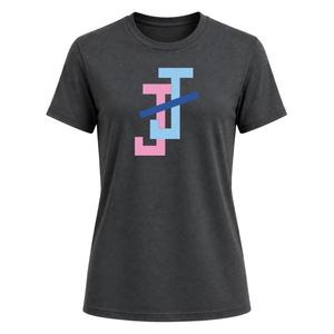 Charcoal Gray JJ Embroidered Women Baby Tee Crew Neck Short Sleeve Slim Fit Casual Cotton Blend Shirt for Women Everyday Fashion - Product Image 1