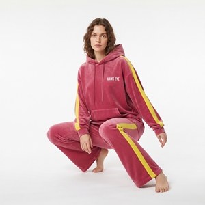 Survêtement en velours personnalisé pour femme, veste brodée à capuche, pantalon pattes d'éléphant, bande latérale, ensemble deux pièces - Product Image 4