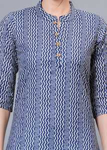 ชุดคุर्ติผ้าฝ้ายพิมพ์ลายสไตล์ชัยปุระสำหรับผู้หญิง เนื้อผ้านุ่ม ระบายอากาศได้ดี เหมาะสำหรับใส่ทำงานและใส่ในชีวิตประจำวัน - Product Image 2