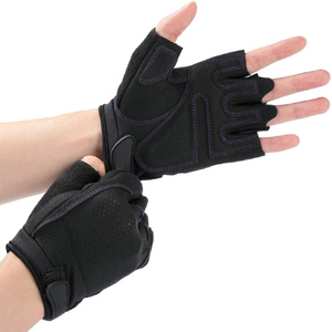 Half Finger Cycling <b>Gloves</b> <b>Black</b> Polyester Breathable Non Slip Adjustable Wrist Strap Unisex Summer - Product Image 1