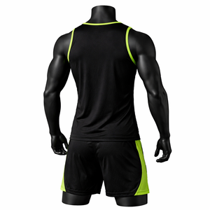 Conjunto Deportivo sin Mangas para Hombre, Uniforme para Correr, Secado Rápido, Poliéster Transpirable, Camiseta sin Mangas y Pantalones Cortos para Gimnasio, Fitness y Entrenamiento - Product Image 2