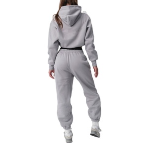 Ensemble sweat à capuche et jogging 2 pièces en molleton doux, respirant, écologique, séchage rapide, épaules tombantes, fermeture éclair, déchiré, uni, bas prix – Meilleure vente - Product Image 5