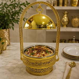 Calentador de Comida Tipo Buffet de Lujo en Latón con Tapa de Cúpula para Hotel, Restaurante, Catering, Banquete, Fabricante OEM ODM - Product Image 3