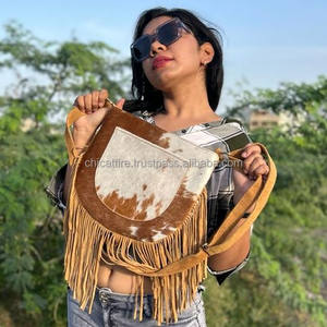 Nouveau Style occidental cheveux sur cacher fourrure en cuir véritable frange sacs haute qualité Boho Style femmes en cuir véritable frange sacs à bandoulière - Product Image 3