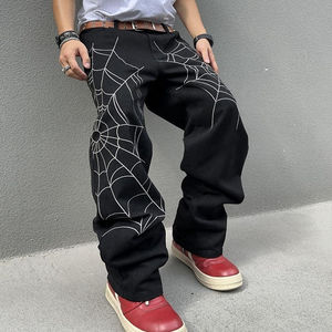 Pantalones Jogger Vaqueros Y2K con Diseño de Telaraña Personalizados para Hombre, Estilo Hip Hop Urbano, Casual, Transpirable, Ecológico, Corte Holgado - Product Image 3