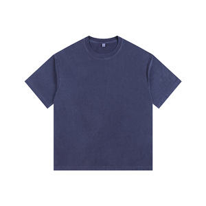 Oversized <b>T</b> <b>Shirt</b> Drop Shoulder Heavyweight Cotton Crewneck Boxy Fit Short Sleeve <b>Navy</b> <b>Blue</b> Relaxed Casual Streetwear Retailers - Product Image 6