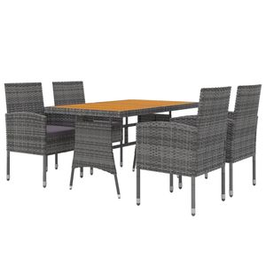 Juego de comedor de patio de ratán polivinílico de 5 piezas en gris para comedor de jardín - Product Image 3