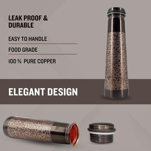 Engraved back antique <b>Copper</b> <b>Bottle</b> 1 Litre With Glass <b>Copper</b> <b>Bottle</b> Leak Proof Food Safe Dishwasher Microwave Safe 950ml - Product Image 4
