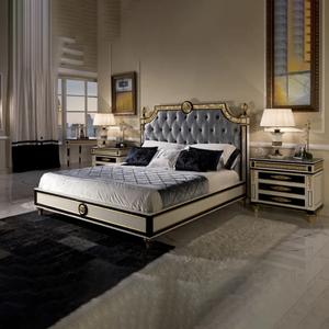 Juego de Dormitorio de Madera de Caoba Sólida de Lujo con Envío Gratuito, Cabecera Tapizada, Muebles de Dormitorio Elegantes Hechos en Indonesia con Garantía - Product Image 1