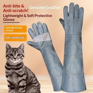 Anti-scratch Anti-bite Pet Training Leather Working <b>Gloves</b>, Cowhide Leather Puncture Resistant Thickened Long Type Safety <b>Gloves</b> - Product Image 6