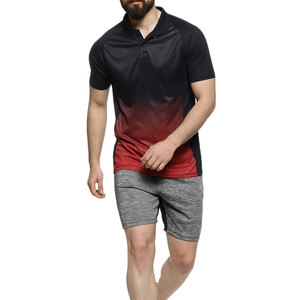 Polo personnalisé en polyester pour homme, noir et rouge, pour entraînement sportif professionnel, vêtements décontractés, nouvelle technologie - Product Image 5