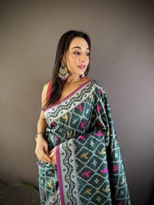 Precio al por Mayor para un Elegante Sari Indio Pakistaní, Ideal para Fiestas y Bodas, Ligero, de Seda Pura Lichi Suave de Alta Calidad - Product Image 5