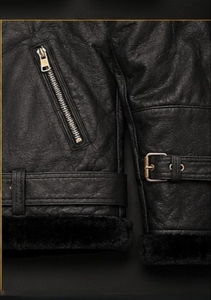 Veste en cuir tactique pour hommes avec col rabattable - Product Image 5