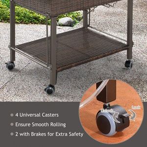 Carrello Portatile da Esterno in Rattan, Trolley Multifunzione - Product Image 2