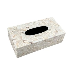 Caja de pañuelos rectangular de alta gama con incrustaciones de nácar y madera hecha a mano para decoración del hogar - Product Image 3