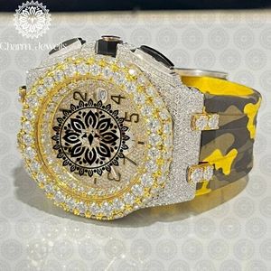 Luxury Men's Diamond Encrusted Stainless Steel Watch 40mm Case Analog Mechanical Movement <b>Chronograph</b> 10 Bar Water Resistant - Product Image 2