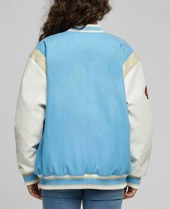 Winter Hip Hop Varsity Jacket Women Satin Plain Dyed College Baseball Coat Embroidery Decoration - Product Image 6