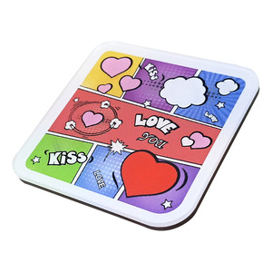 Aimant de réfrigérateur carré personnalisé en acrylique, coloré, motifs amour, bandes dessinées, mariage, accessoires de réfrigérateur, autocollant magnétique - Product Image 2