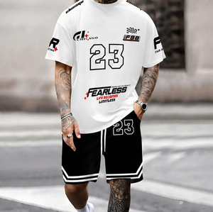 Custom Men Summer Breathable Sports 2-Piece <b>Set</b> Oversized T-Shirt Shorts Printed Moto & Biker Streetwear Tracksuit Plus Size - Product Image 3