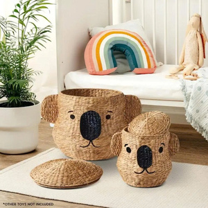 Eco-Friendly Handwoven Water Hyacinth Koala Storage <b>Baskets</b> <b>with</b> <b>Lid</b> Set of 2 Laundry Hamper for Kids Room from Vietnam - Product Image 4