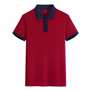 Chemise rouge piqué pour homme à manches courtes, coupe oversize avec bordure contrastante, logo frontal à motif, style streetwear, tissu tricoté durable - Product Image 1