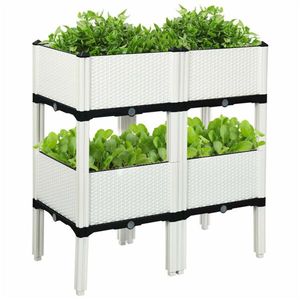 Set di 4 Grandi Vasi Bianchi Zincati da Appendere per Uso Esterno e a Parete - Product Image 1