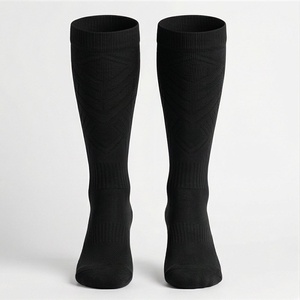 Black Knee High Socks Solid Color Breathable Knitted Regular Style Casual Wear for Adults - Product Image 1