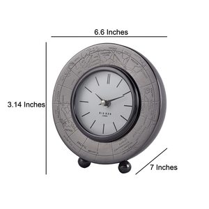 Horloge de bureau en métal, design circulaire traditionnel, mouvement à quartz, sonnerie horaire, cadran blanc avec motif de carte du monde, Noël - Product Image 4