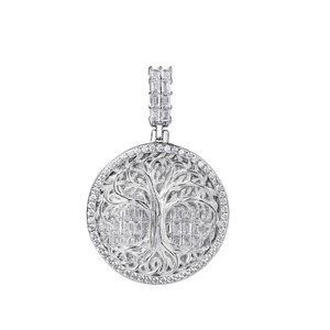 Nuevo Colgante de Árbol de la Vida con Micro Pavé de Moissanita para Hombre, Estilo Hip Hop Punk, Bañado en Oro - Product Image 6