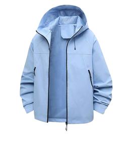 Wholesale <b>Light</b> Weight Men Soft 100% Polyester Canvas Vintage Waterproof Stand Windbreaker with Front Logo - Product Image 5